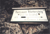 Ramsauer Klettersteig Hinweistafel