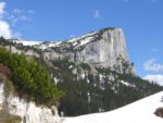 Blick zur Steinplatte vom Zustieg von der Stallenalm aus