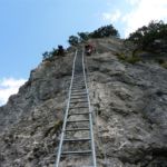 Tegelberg Klettersteig - Nicht zu übersehen die lange Einstiegsleiter
