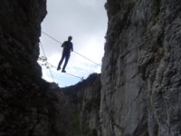 spektakuläre Zweiseilbrücke im Klettersteig Klamml