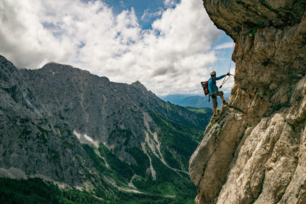 herrliche Panoramaquerung im Klettersteig Stripsenkopf