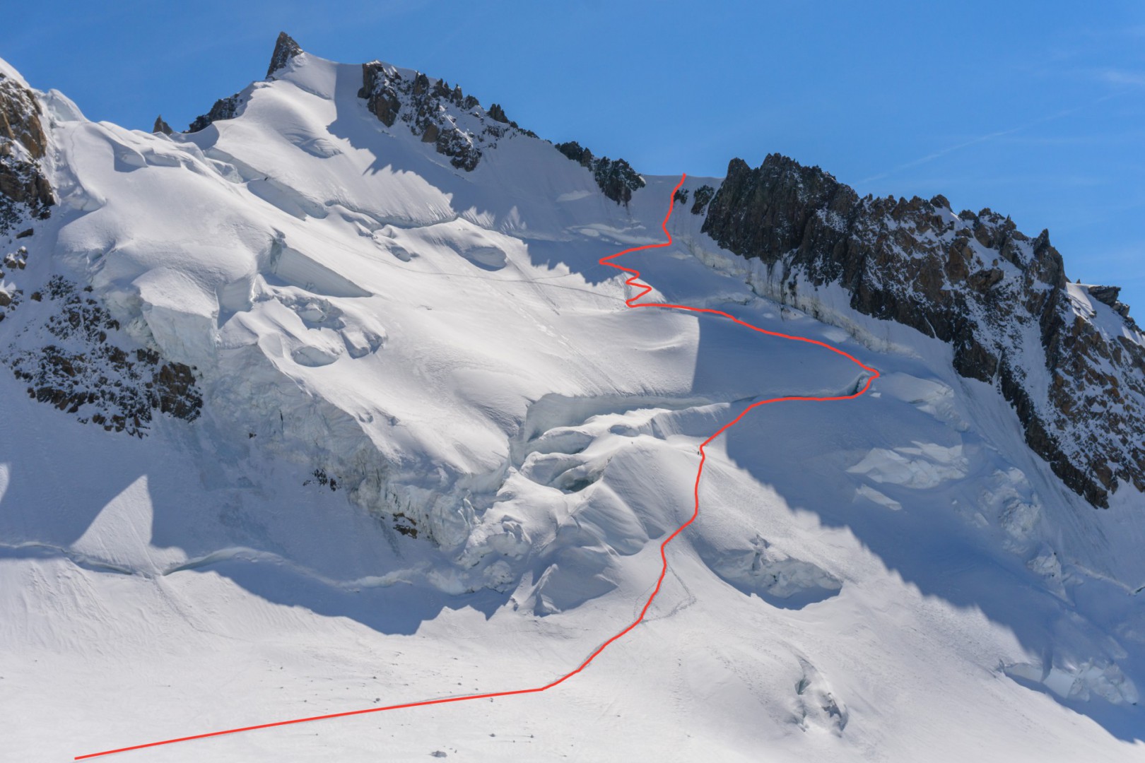 Übergang vom Mont Blanc du Tacul zum Mount Maudit