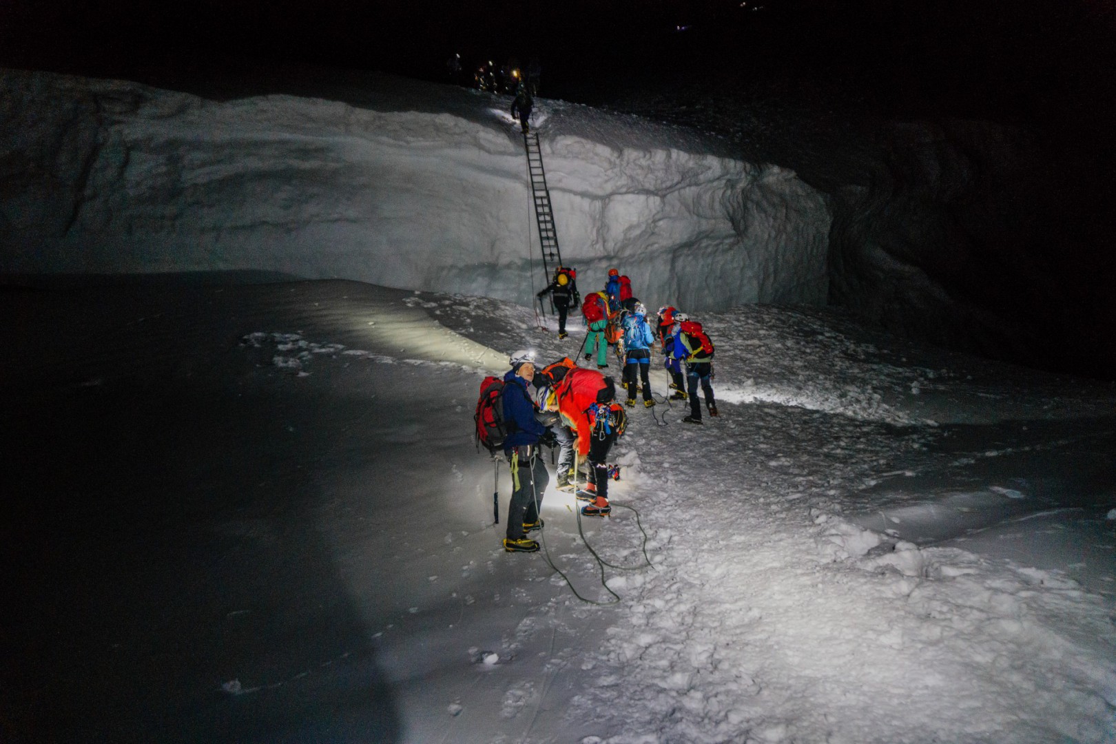 Steilstufe in der Mitte des Mont Blanc du Tacul