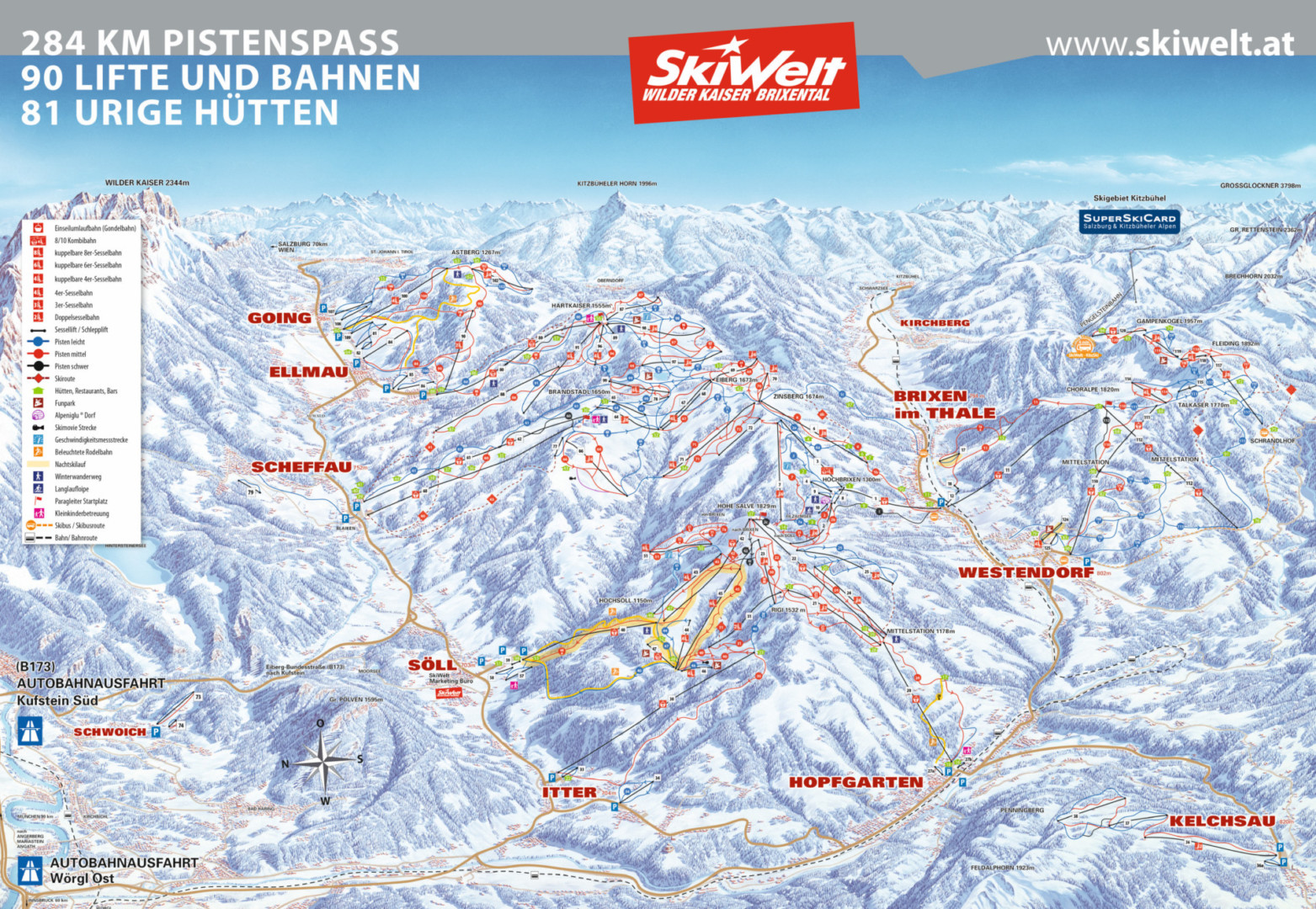 Skiwelt Wilder Kaiser – Schneehöhen, Skigebiet, Pistenplan, Wetter, Preise